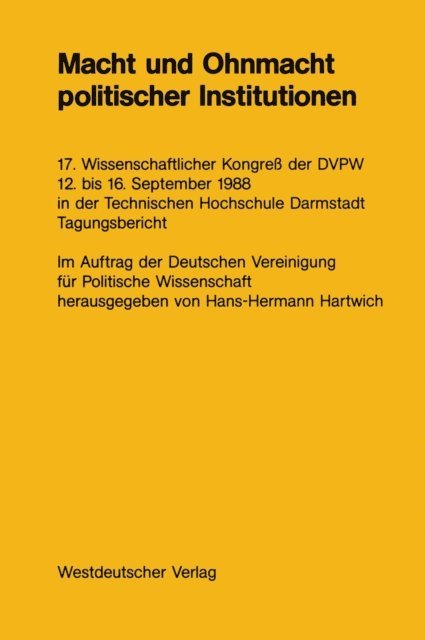 NA Hartwich, Hans-Hermann Hartwich - Macht und Ohnmacht politischer Institutionen, E-bok
