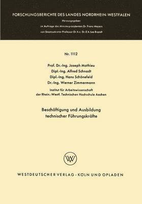 Josef Mathieu - Beschäftigung Und Ausbildung Technischer Führungskräfte, Häftad