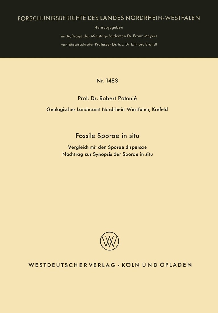 Robert Potonié - Fossile Sporae in situ, Häftad