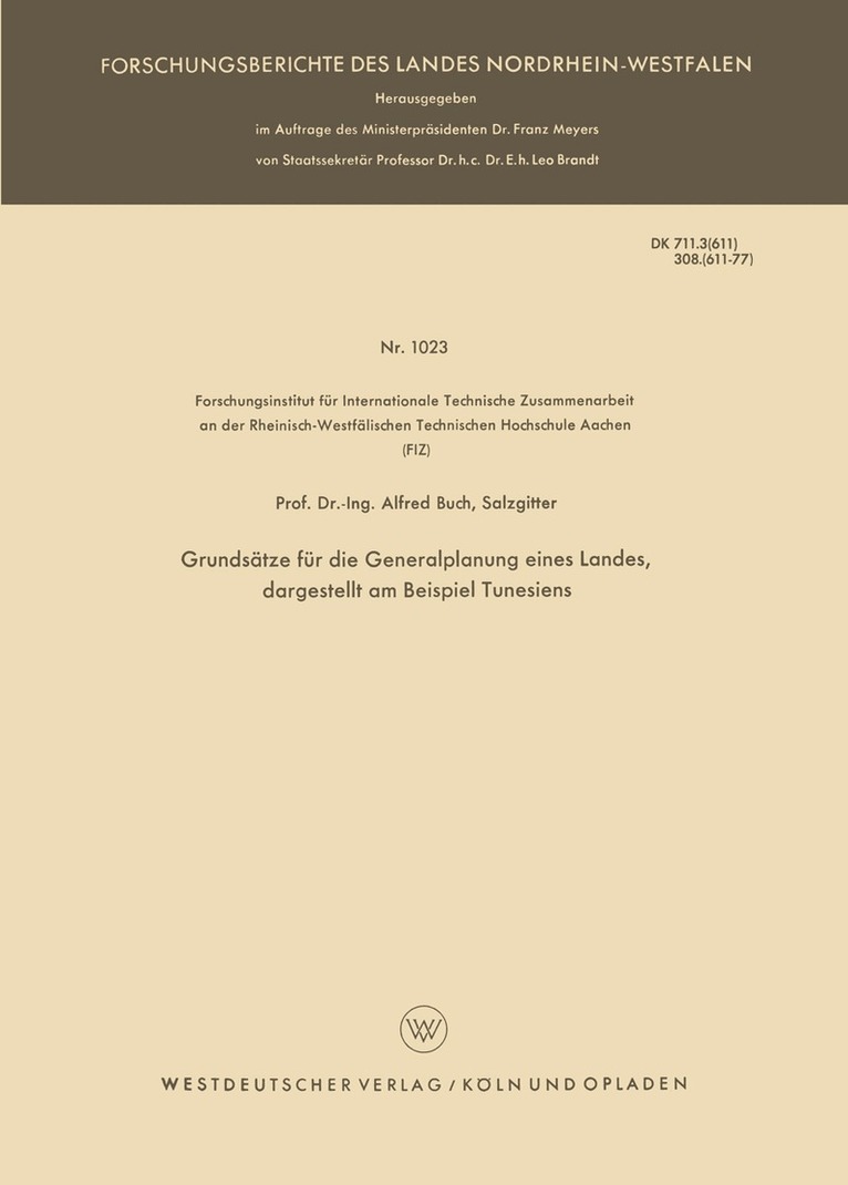 Alfred Buch - Grundsätze für die Generalplanung eines Landes, dargestellt am Beispiel Tunesiens, Häftad