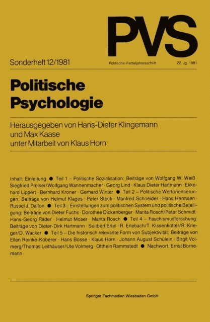 Max Kaase - Politische Psychologie, E-bok