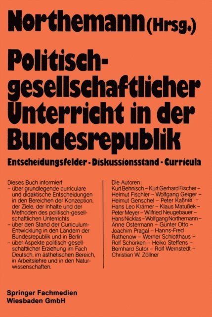 Wolfgang Northemann - Politisch-gesellschaftlicher Unterricht in der Bundesrepublik, E-bok