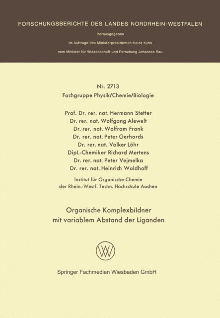 Hermann Stetter - Organische Komplexbildner mit variablem Abstand der Liganden, E-bok