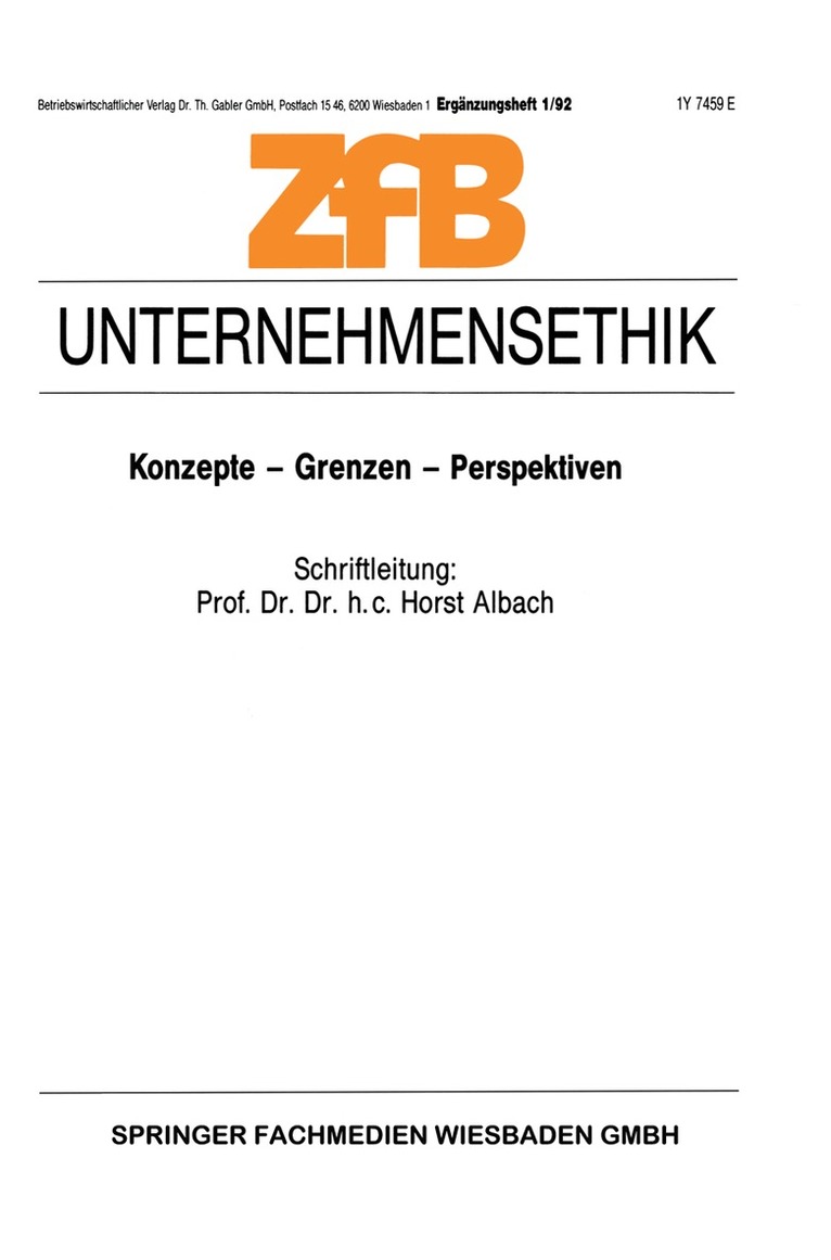 Horst Albach - Unternehmensethik, Häftad