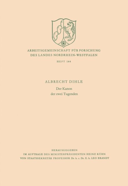 Albrecht Dihle - Der Kanon der zwei Tugenden, E-bok