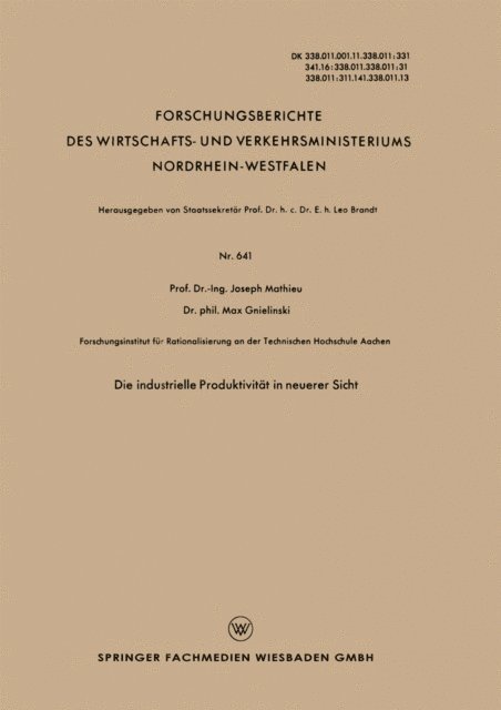 Joseph Mathieu - Die industrielle Produktivität in neuerer Sicht, E-bok