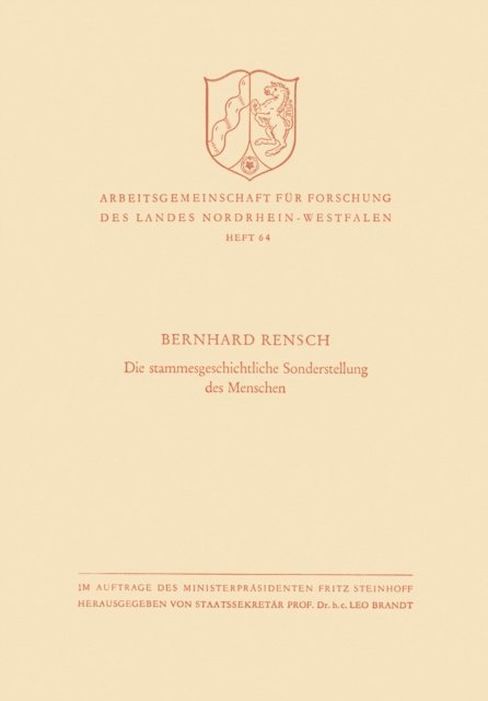 Bernhard Rensch - Die stammesgeschichtliche Sonderstellung des Menschen, E-bok