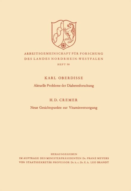 Karl Oberdisse - Aktuelle Probleme der Diabetesforschung. Neue Gesichtspunkte zur Vitaminversorgung, E-bok