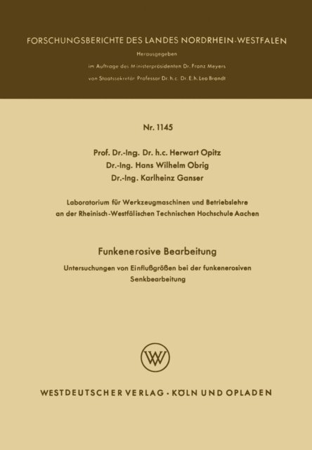 Herwart Opitz - Funkenerosive Bearbeitung, E-bok