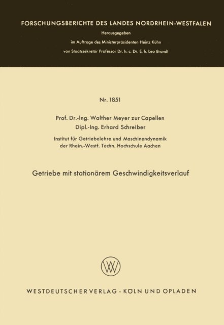 Walther Meyer zur Capellen - Getriebe mit stationärem Geschwindigkeitsverlauf, E-bok