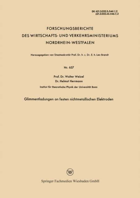 Walter Weizel - Glimmentladungen an festen nichtmetallischen Elektroden, E-bok