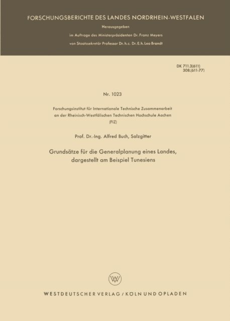 Alfred Buch - Grundsätze für die Generalplanung eines Landes, dargestellt am Beispiel Tunesiens, E-bok