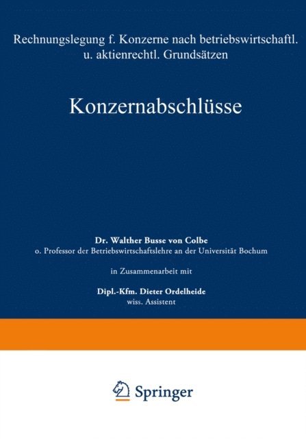 Walther Busse von Colbe - Konzernabschlüsse, E-bok
