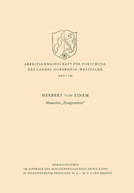 Herbert ?von? Einem - Masaccios „Zinsgroschen“, E-bok