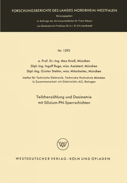 Max Knoll - Teilchenzählung und Dosimetrie mit Silizium-PN-Sperrschichten, E-bok
