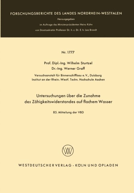 Wilhelm Sturtzel - Untersuchungen über die Zunahme des Zähigkeitswiderstandes auf flachem Wasser, E-bok