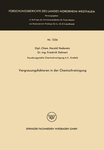 Harald Hedenetz - Vergrauungsfaktoren in der Chemischreinigung, E-bok