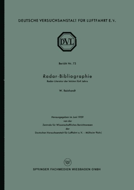 Wolfgang Reinhardt - Radar-Bibliographie, E-bok