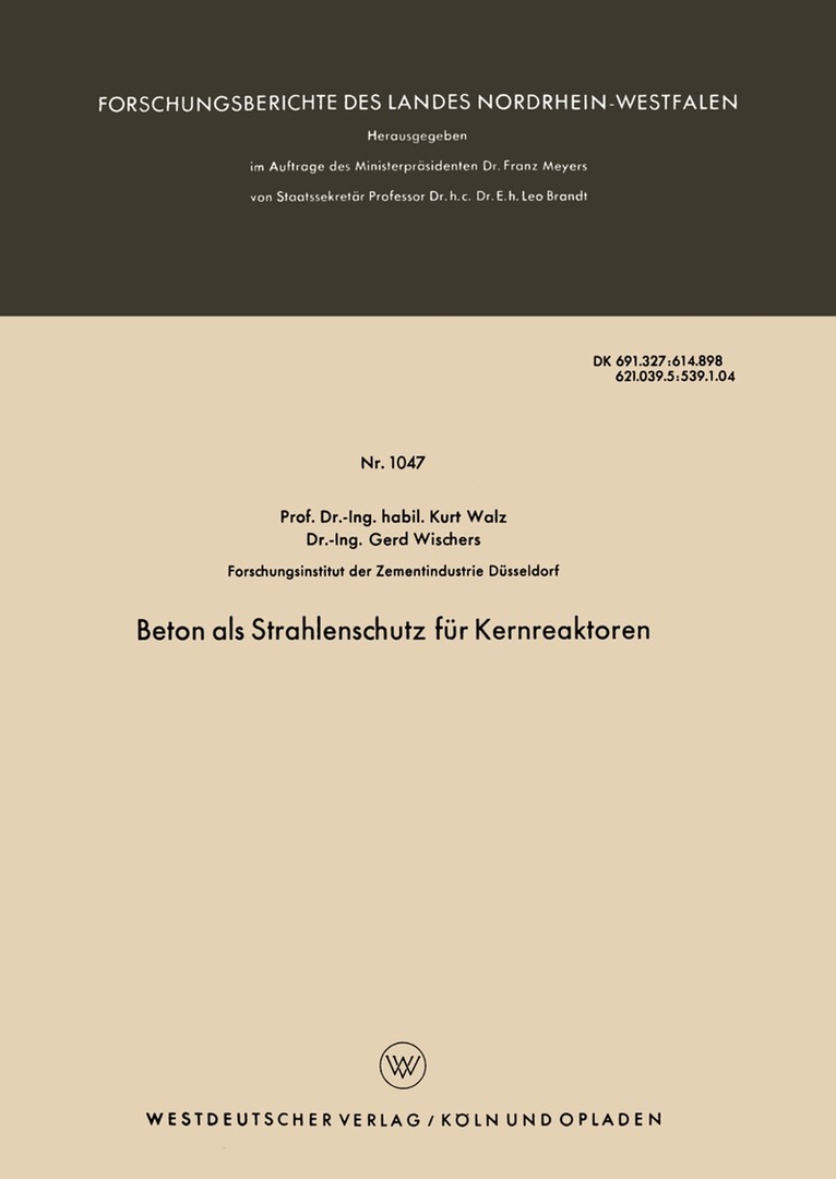 Kurt Walz - Beton als Strahlenschutz für Kernreaktoren, Häftad