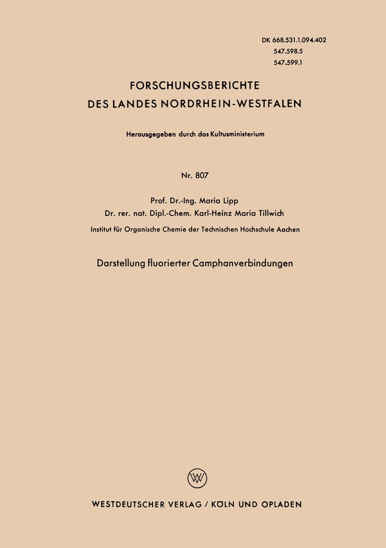 Maria Lipp - Darstellung fluorierter Camphanverbindungen, Häftad