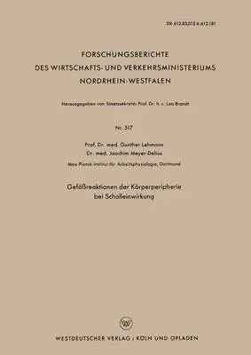 Gunther Lehmann - Gefäßreaktionen Der Körperperipherie Bei Schalleinwirkung, Häftad. Tillgänglighet: Lägg i varukorg