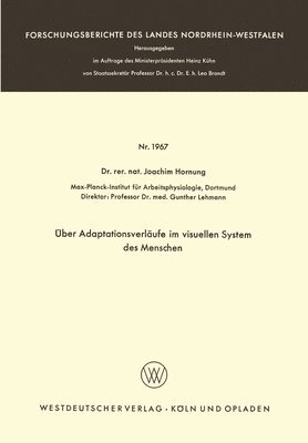 Joachim Hornung - Über Adaptationsverläufe im visuellen System des Menschen, Häftad