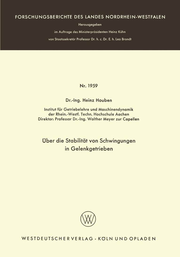Heinz Houben - Über die Stabilität von Schwingungen in Gelenkgetrieben, Häftad