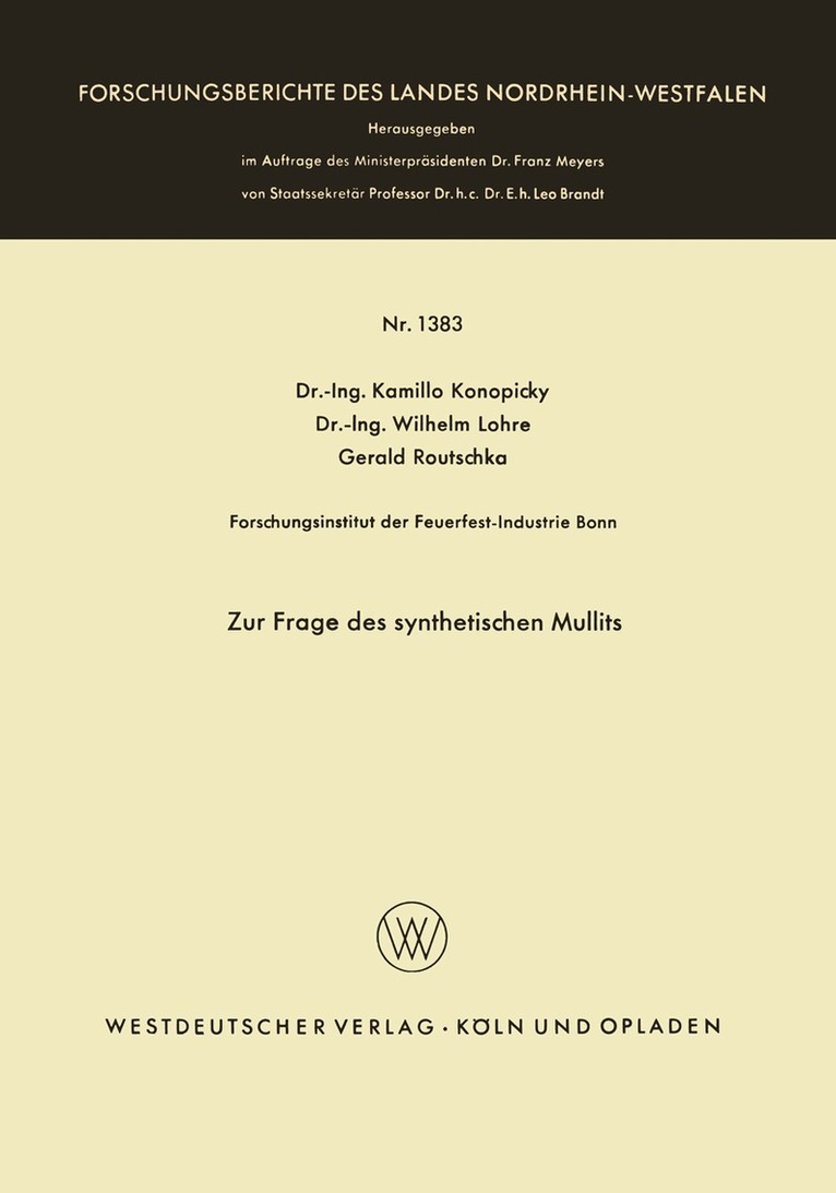 Kamillo Konopicky - Zur Frage des synthetischen Mullits, Häftad