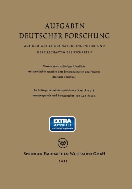 Karl Arnold, Leo Brandt - Aufgaben Deutscher Forschung, E-bok