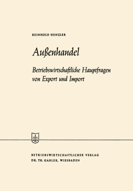 Reinhold Henzler - Außenhandel, E-bok