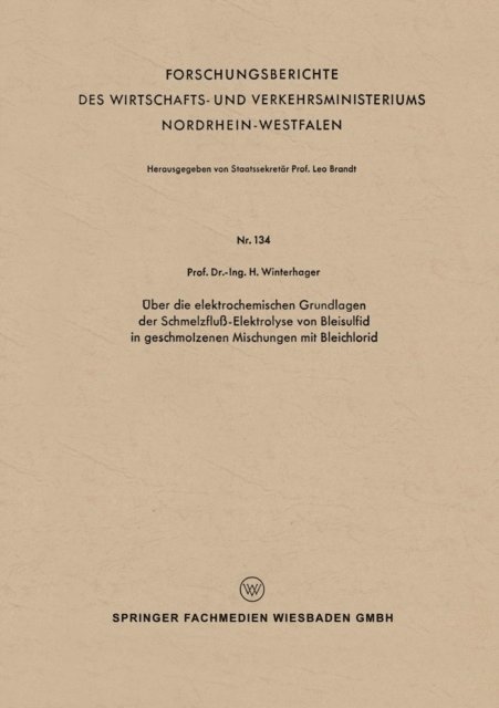 Helmut Winterhager - Über die elektrochemischen Grundlagen der Schmelzfluß-Elektrolyse von Bleisulfid in geschmolzenen Mischungen mit Bleichlorid, E-bok