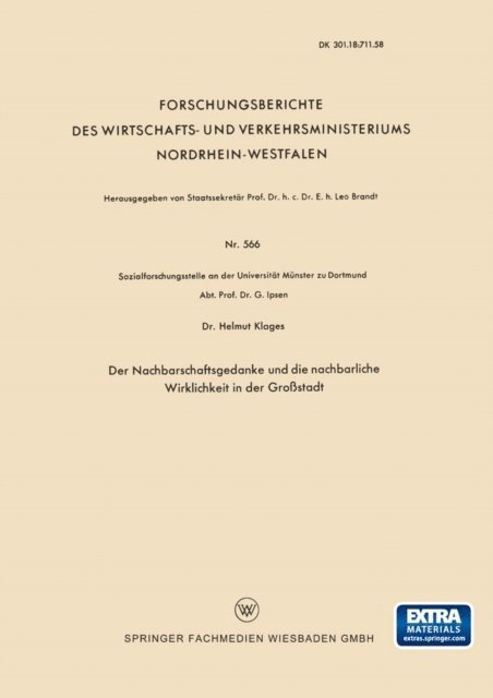 Helmut Klages - Der Nachbarschaftsgedanke und die nachbarliche Wirklichkeit in der Großstadt, E-bok