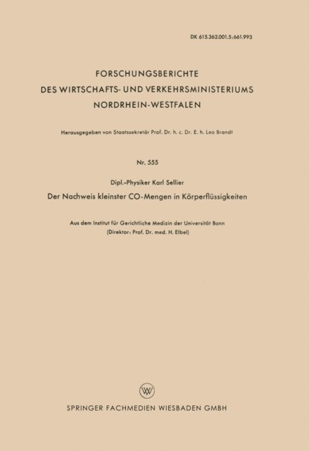 Karl Sellier - Der Nachweis kleinster CO-Mengen in Körperflüssigkeiten, E-bok