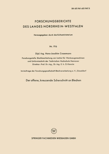 Hans-Joachim Crasemann - Der offene, kreuzende Scherschnitt an Blechen, E-bok