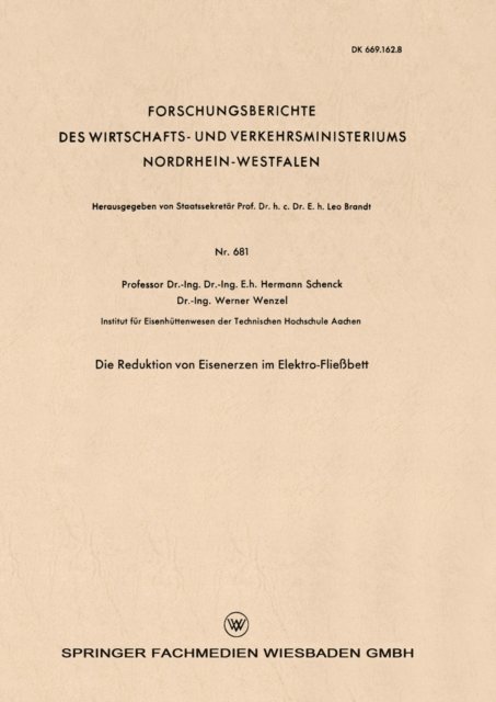 Hermann Schenck - Die Reduktion von Eisenerzen im Elektro-Fließbett, E-bok