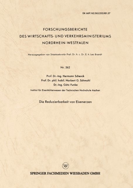 Hermann Schenck - Die Reduzierbarkeit von Eisenerzen, E-bok