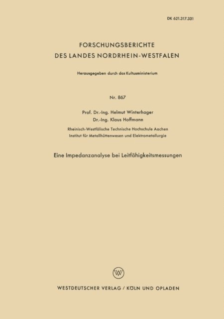 Helmut Winterhager - Eine Impedanzanalyse bei Leitfähigkeitsmessungen, E-bok