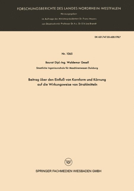 Waldemar Gesell - Beitrag über den Einfluß von Kornform und Körnung auf die Wirkungsweise von Strahlmitteln, E-bok