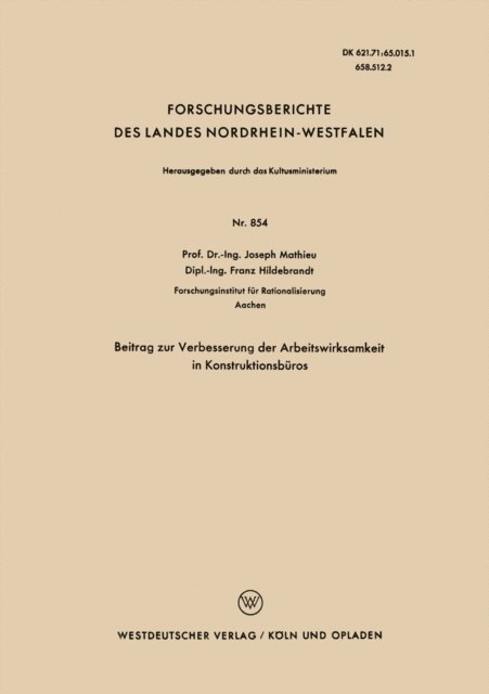 Joseph Mathieu - Beitrag zur Verbesserung der Arbeitswirksamkeit in Konstruktionsbüros, E-bok
