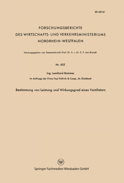 Leonhard Bommes - Bestimmung von Leistung und Wirkungsgrad eines Ventilators, E-bok