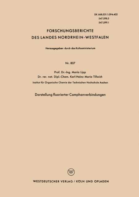 Maria Lipp - Darstellung fluorierter Camphanverbindungen, E-bok