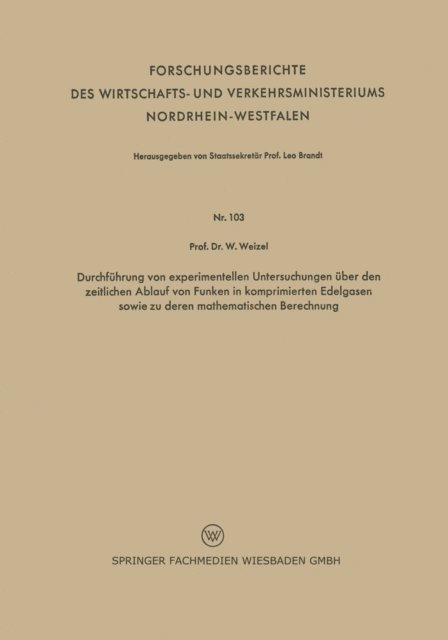 Walter Weizel - Durchführung von experimentellen Untersuchungen über den zeitlichen Ablauf von Funken in komprimierten Edelgasen sowie zu deren mathematischen Berechnung, E-bok