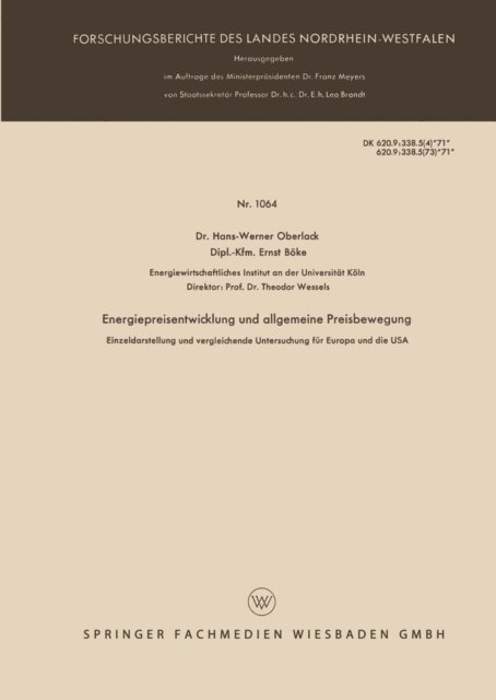 Hans-Werner Oberlack - Energiepreisentwicklung und allgemeine Preisbewegung, E-bok