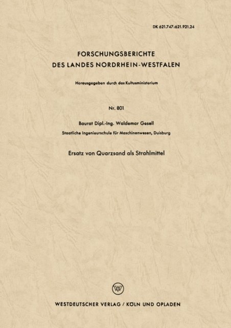 Waldemar Gesell - Ersatz von Quarzsand als Strahlmittel, E-bok