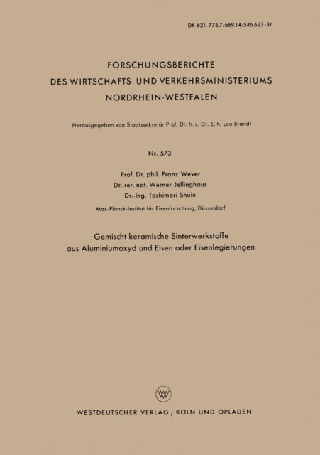 Franz Wever - Gemischt keramische Sinterwerkstoffe aus Aluminiumoxyd und Eisen oder Eisenlegierungen, E-bok