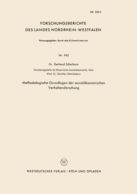 Gerhard Scherhorn - Methodologische Grundlagen der sozialökonomischen Verhaltensforschung, E-bok