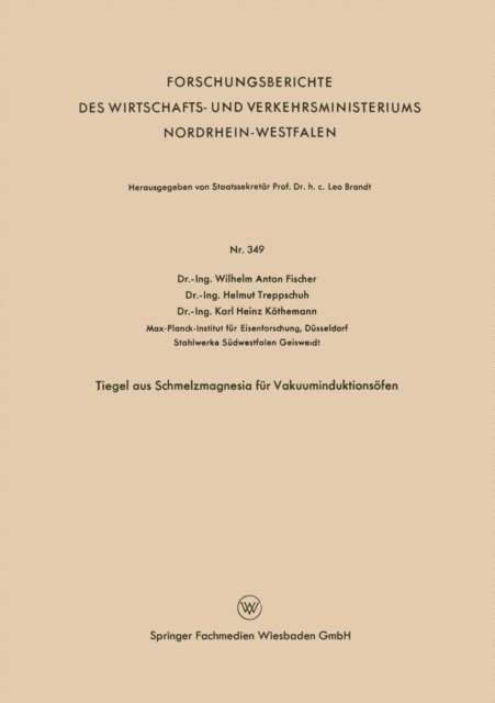 Wilhelm Anton Fischer - Tiegel aus Schmelzmagnesia für Vakuuminduktionsöfen, E-bok