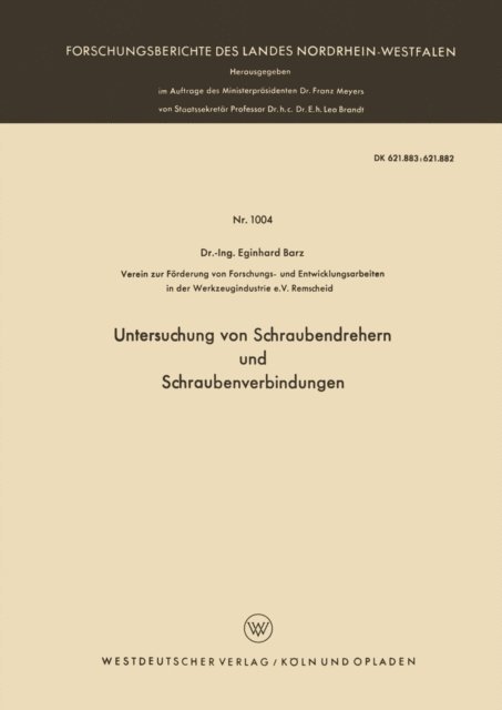 Eginhard Barz - Untersuchung von Schraubendrehern und Schraubenverbindungen, E-bok