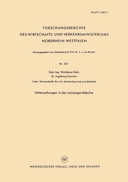 Waldemar Rohs - Untersuchungen in der Leinengarnbleiche, E-bok