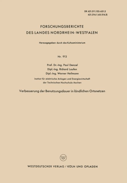 Paul Denzel - Verbesserung der Benutzungsdauer in ländlichen Ortsnetzen, E-bok